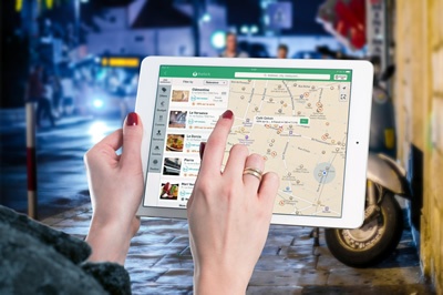 image of ipad with maps app open representing marketing strategy