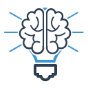 image of brain and lightbulb signifying an important point