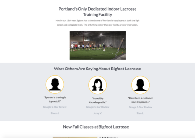 Bigfoot Lacrosse Product Landing Page