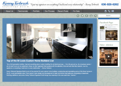Kenny Terbrock Signature Build Website Home Page